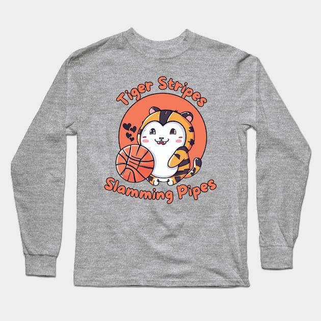 Meow Basketball Tiger Long Sleeve T-Shirt by Japanese Fever